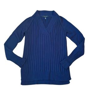 WHITE HOUSE BLACK MARKET Ribbed Cashmere Blend Blue Sweater Women’s Size Small